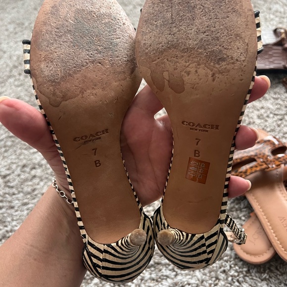 B&W Striped Open toe Coach Marci Stripe Sz 7Ankle Strap Beetlejuice costume - Picture 4 of 4